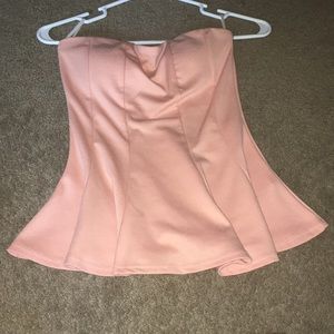 Strapless peplum top